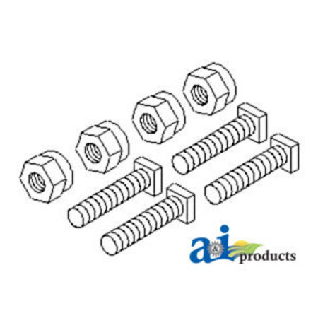 A & I PRODUCTS Battery Bolts & Nuts, Square Head, 5/16" (4 Pk) 1.75" x4" x1.75" A-26A1-C